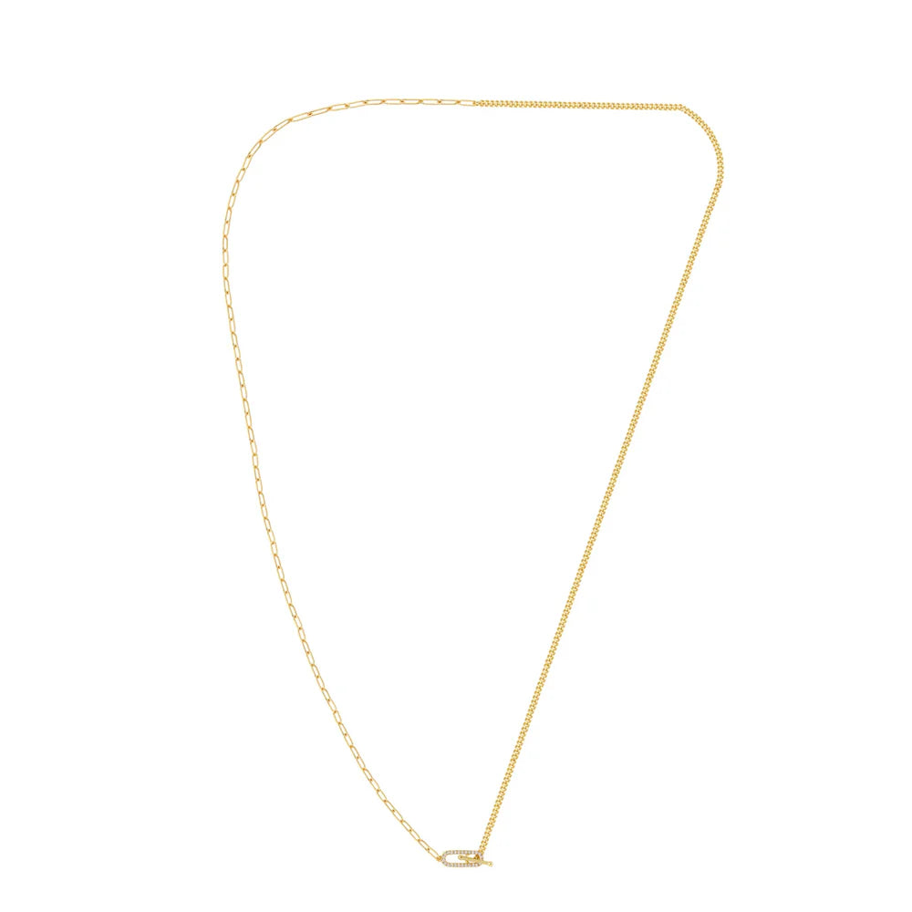 Georgini Alchemy Paperclip Curb Fob Necklace Gold Plated Silver