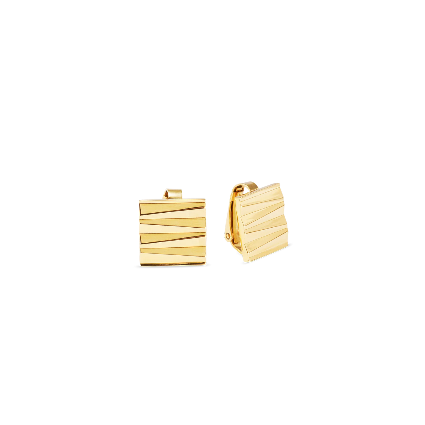Clip On Earring - Square Wave Gold