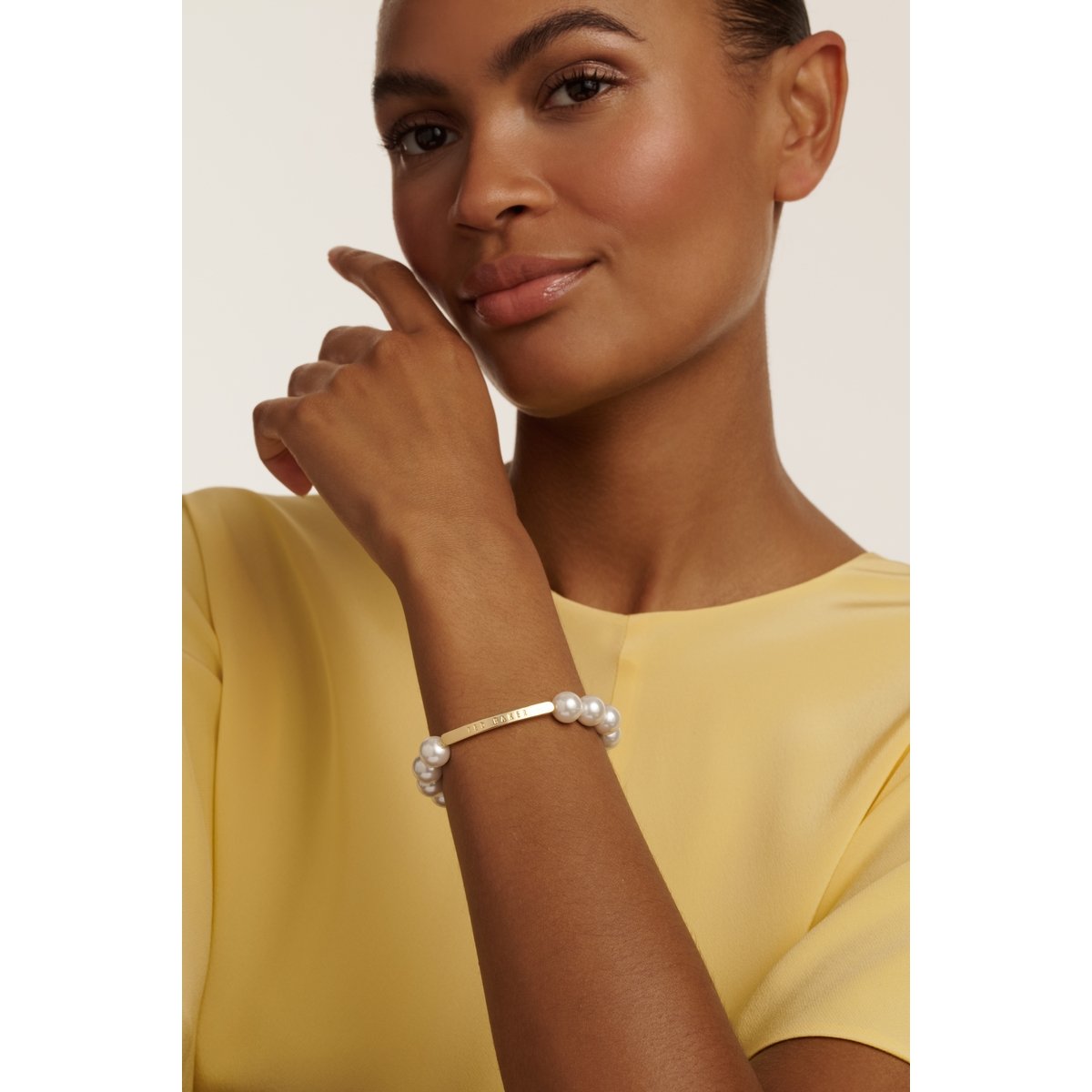 TED BAKER BEADIE: Baker Bead Adjustable Bracelet Gold Tone