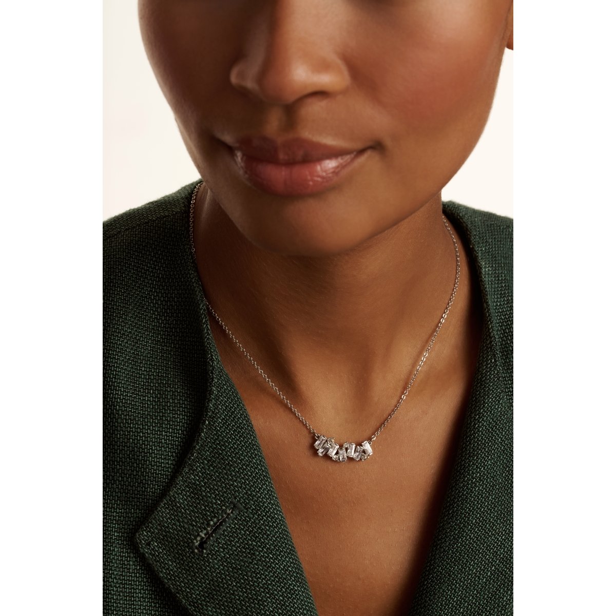 TED BAKER CLARITA: Crystal Cluster Pendant Necklace Silver Tone