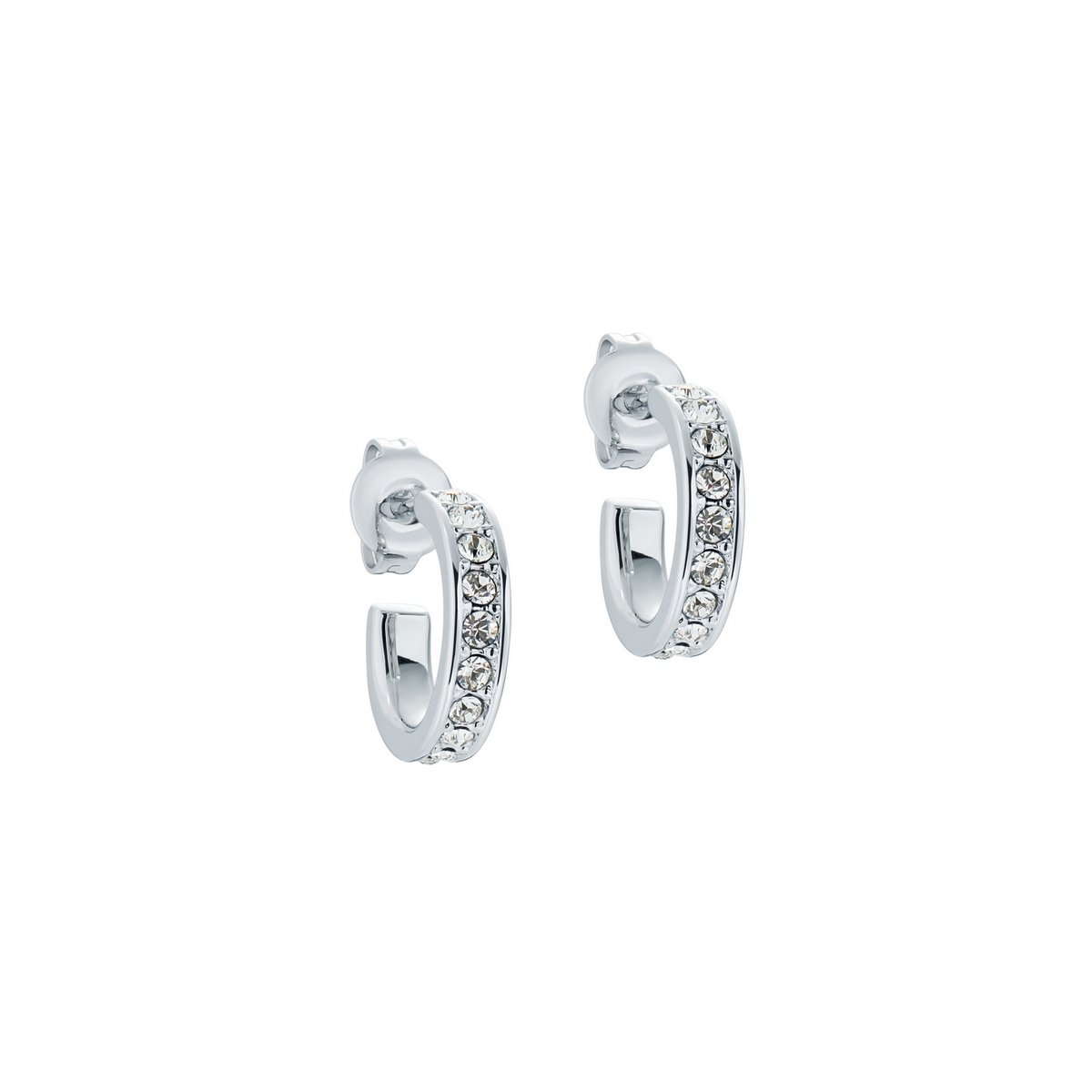 TED BAKER: Nano Hoop Huggie Earring Silver Clear crystal