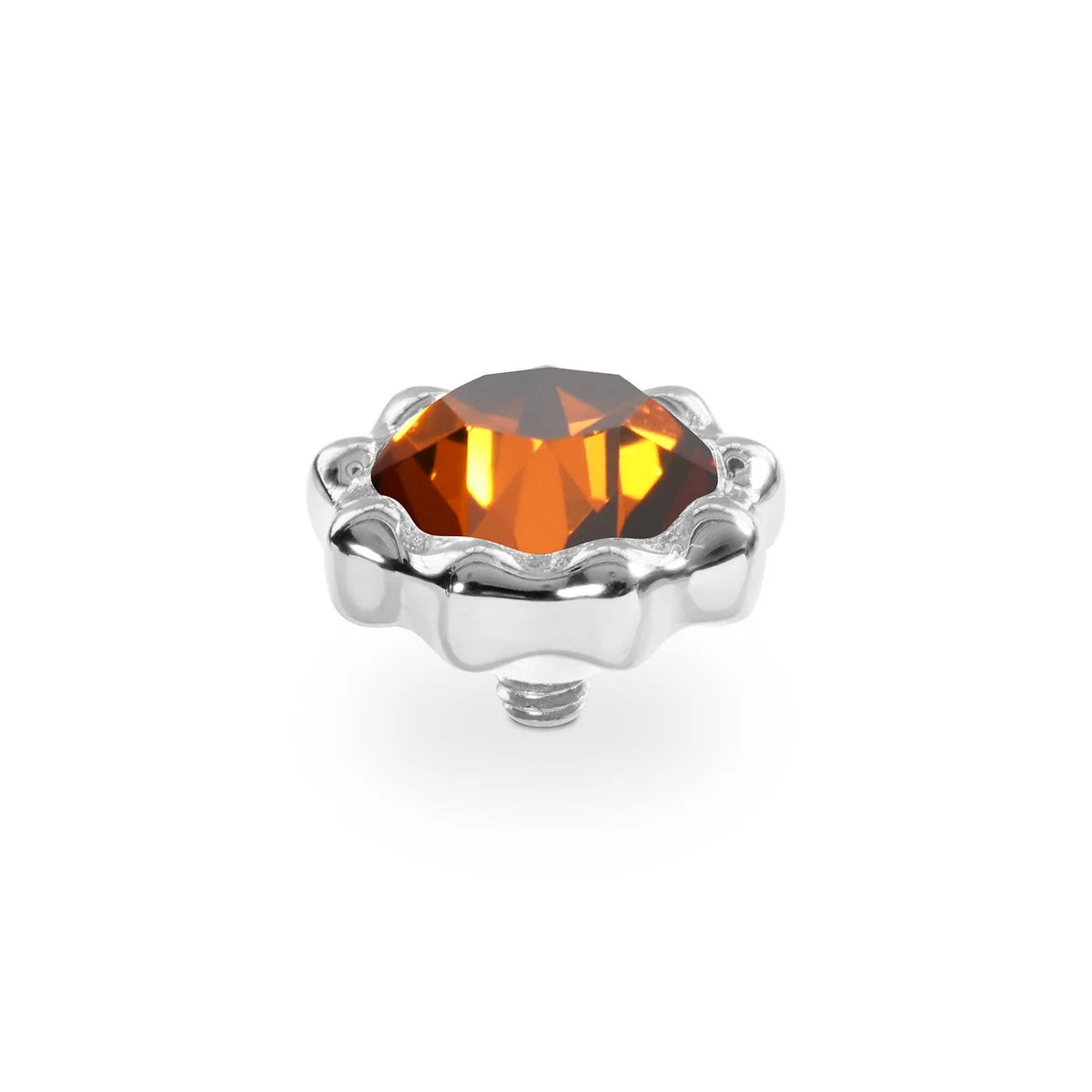 Silver Tone Organico Top 8,5 mm Smoked Amber