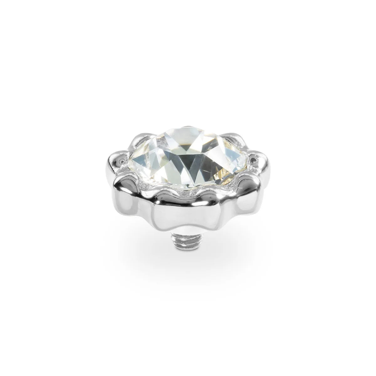 Silver Tone Crystal Organico Top 8,5 mm