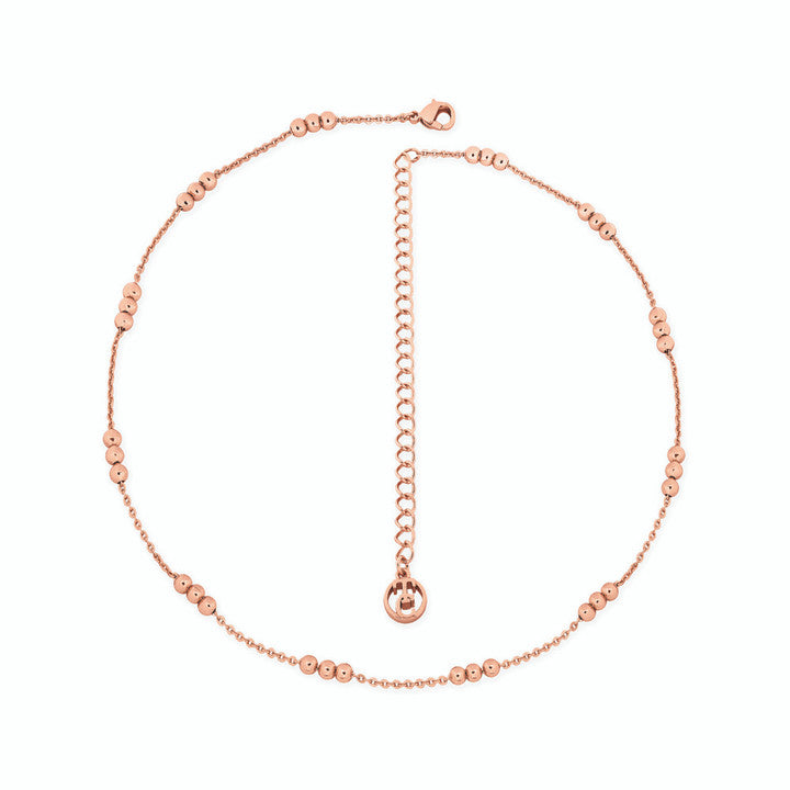 Skandi Triple Bead Rose Gold Choker Necklace