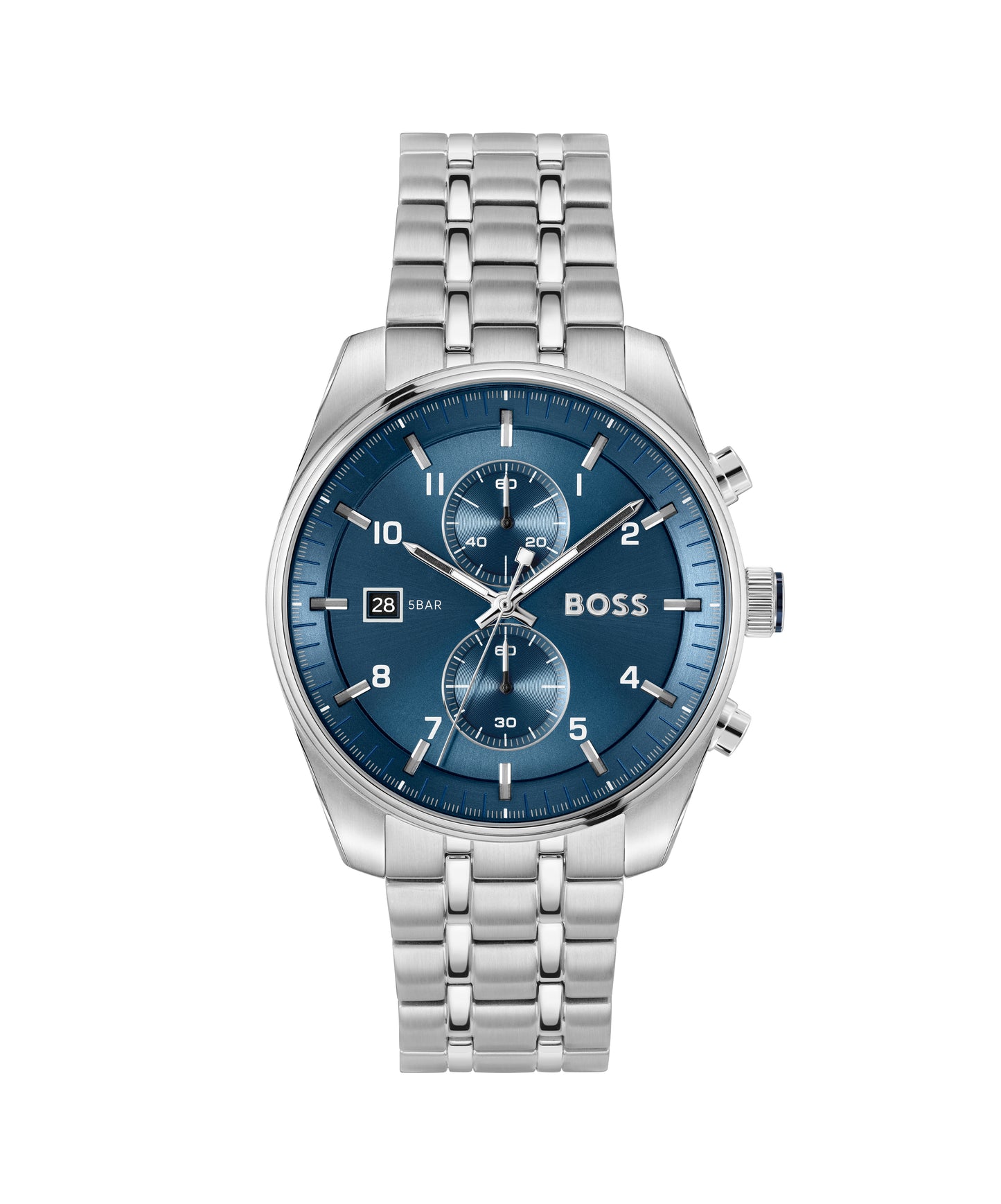 Boss Gents Steel Chronograph Watch with Blue Dial