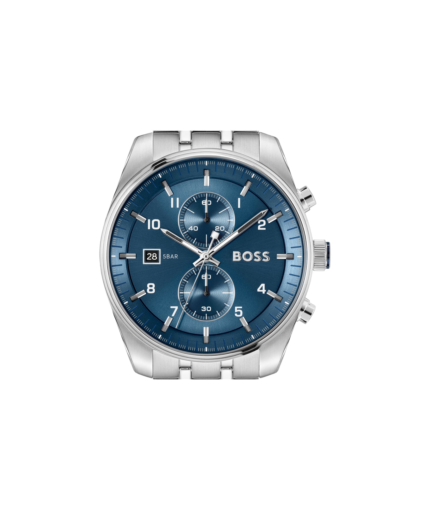 Boss Gents Steel Chronograph Watch with Blue Dial