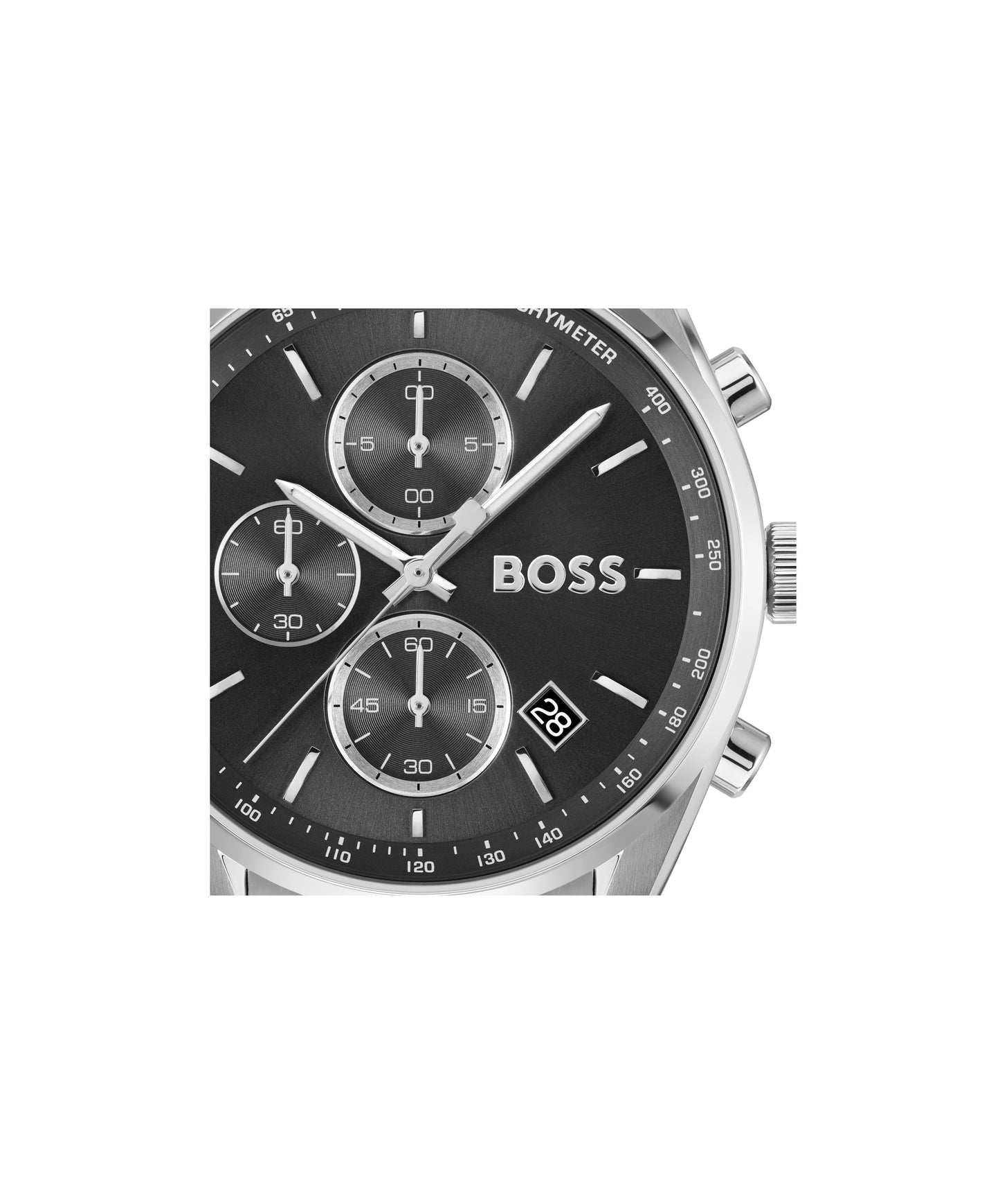 Boss Gents Steel Chronograph Watch with Black Dial