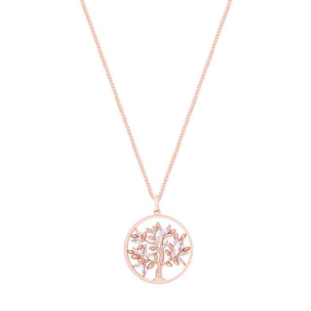 TREE OF LIFE CIRCLE/MARQUISE CZ ROSE PENDANT