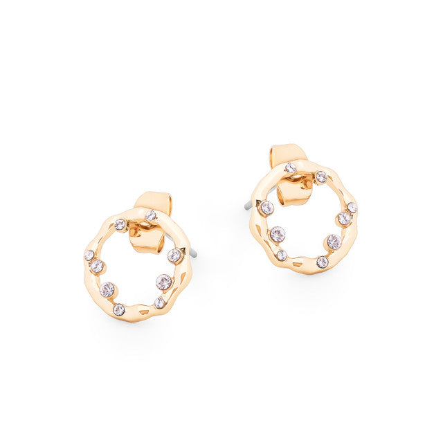 CIRCLE INSET WITH CRYSTAL EARRINGS GOLD