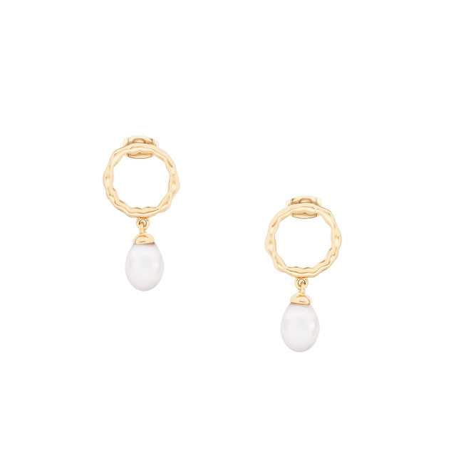 TC PEARL CIRCLE EARRINGS GOLD