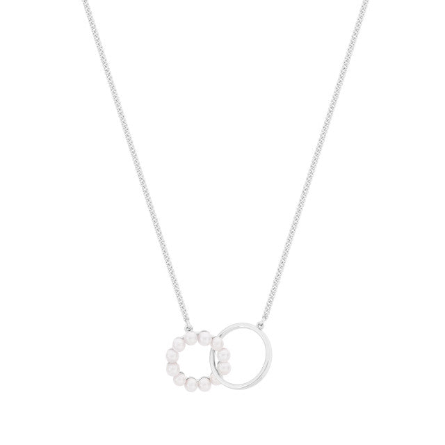 TC PEARL & SILVER CIRCLE PENDANT SILVER