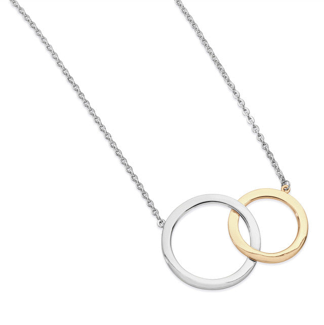 INTERLOCKING CIRCLES PENDANT SILVER & GOLD
