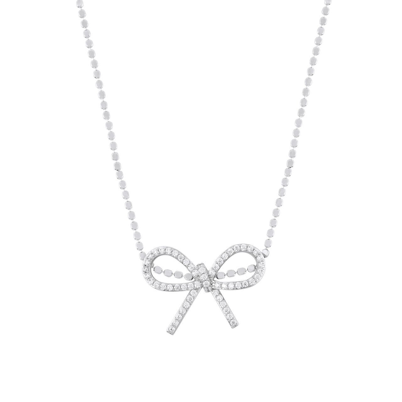 Tc Bow - Ball Chain Necklace Silver
