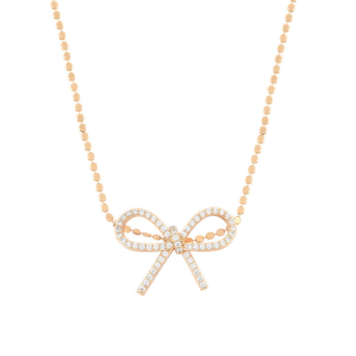 Tc Bow - Ball Chain Necklace Gold