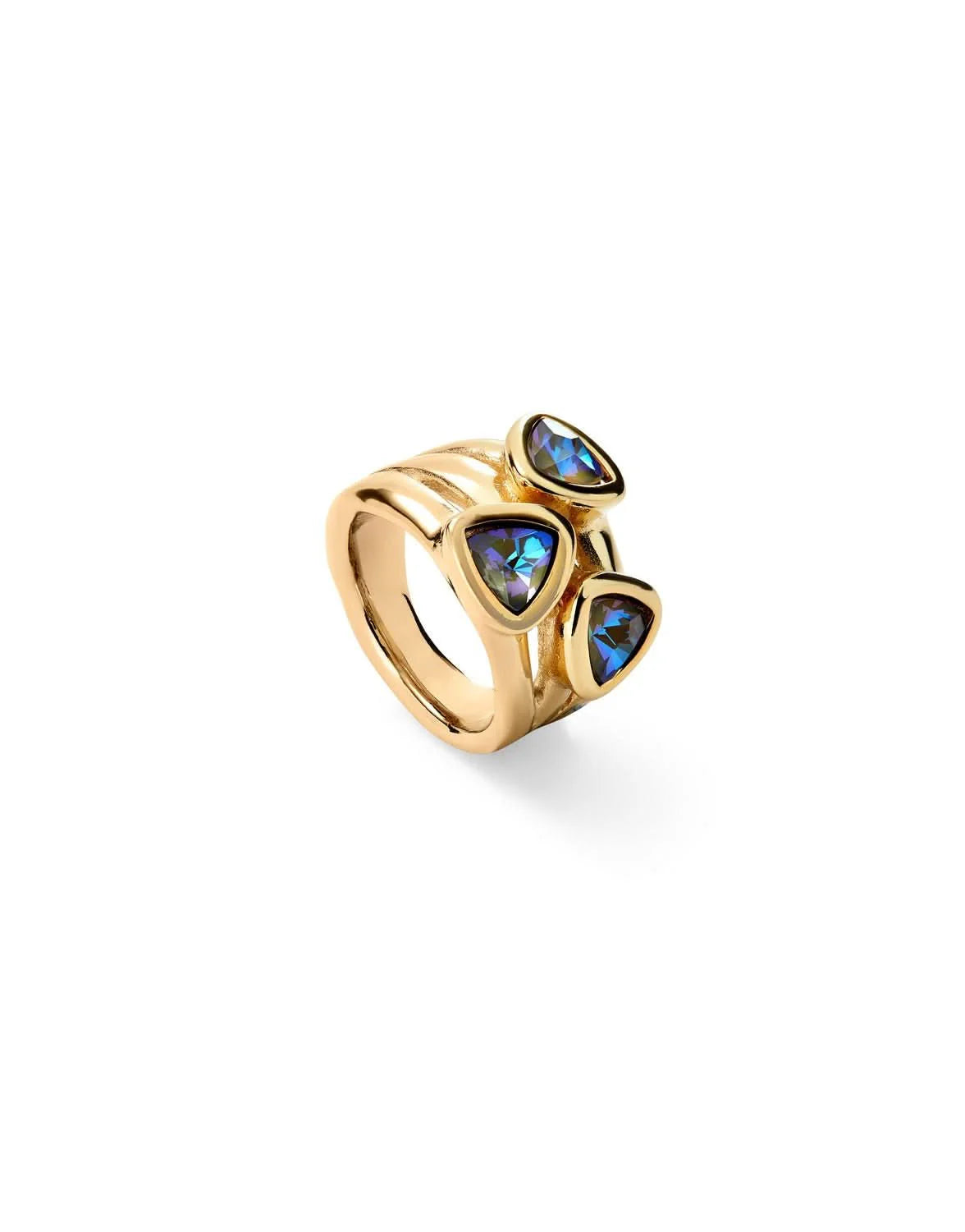Golden Ring with Multi Coloured Crystals