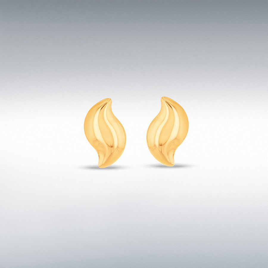 9ct Yellow Gold Wave Stud Earring