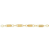 PermaJewel Yellow Gold Cable Chain with Tube Beads Bracelet