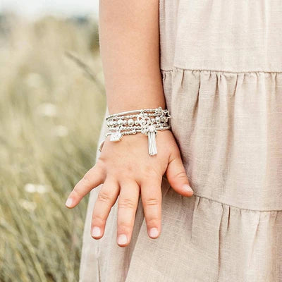 Children's Cute Charm Puffed Heart Bracelet Silver