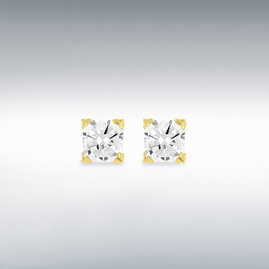 9ct Yellow Gold 6mm Square Stud Earrings