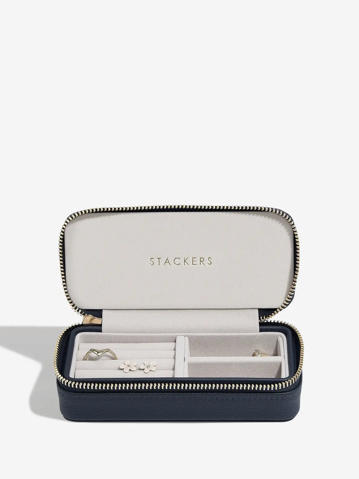 Zipped Travel Jewellery Box - Navy Blue