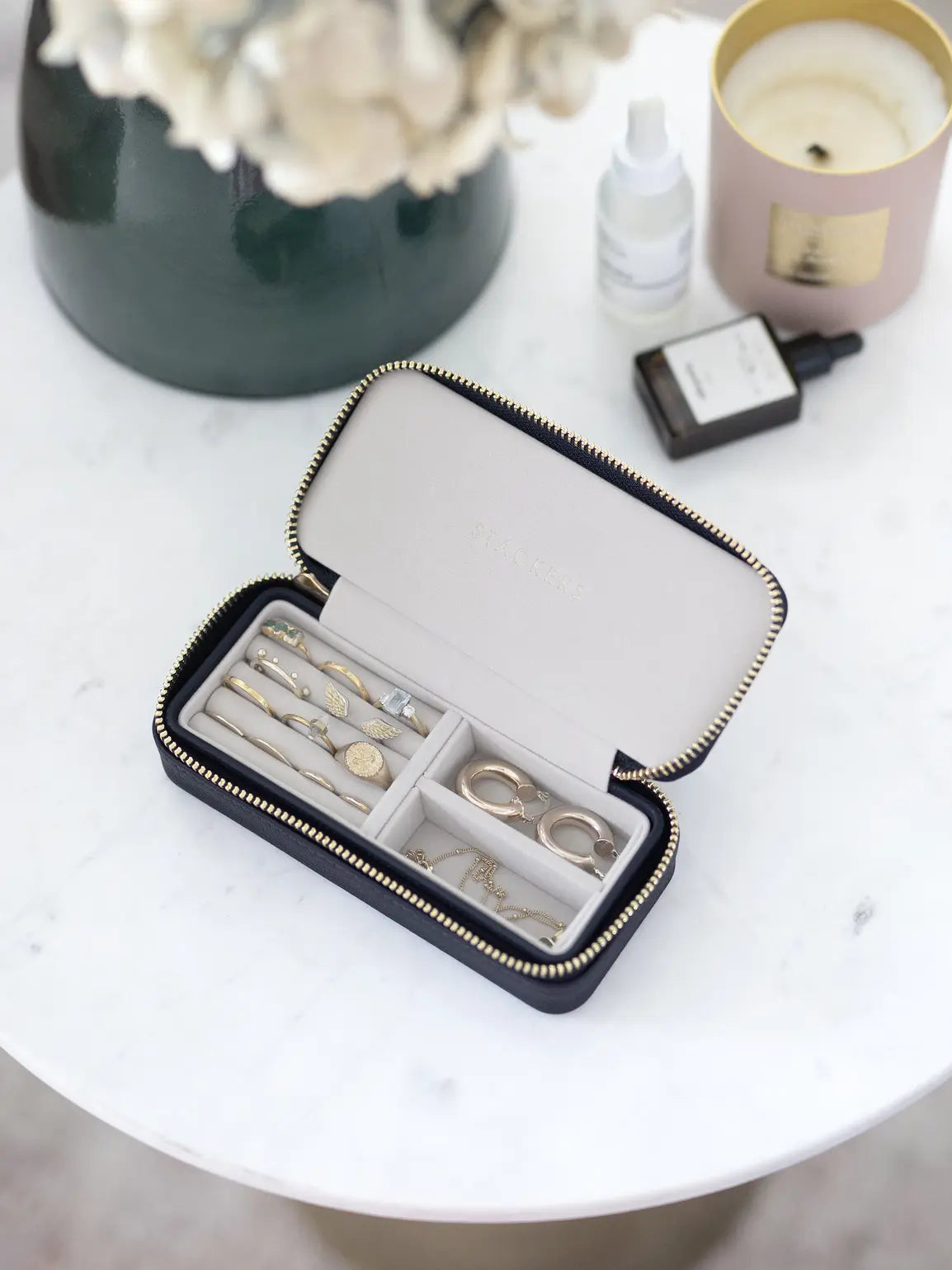 Zipped Travel Jewellery Box - Navy Blue