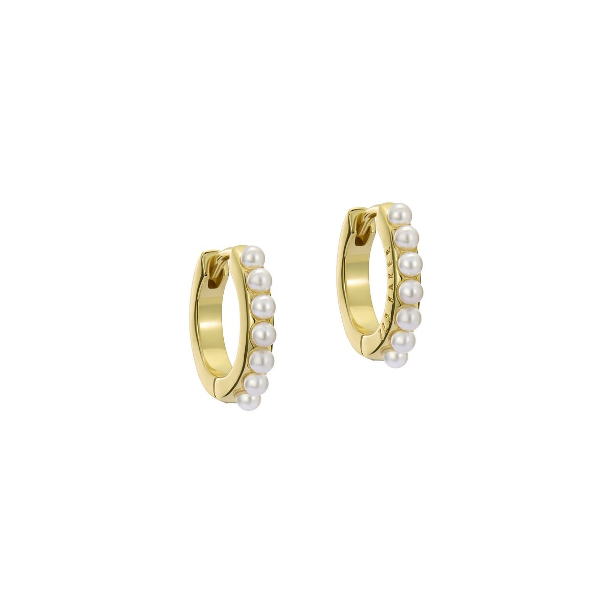 TED BAKER PERSIA: Pearl Huggie Earrings Gold Tone