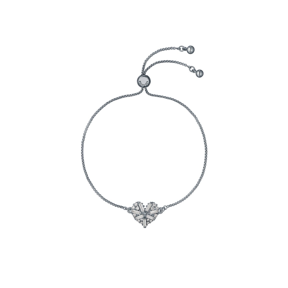 TED BAKER CHERISA: Crystal Cluster Heart Adjustable Bracelet Silver Tone