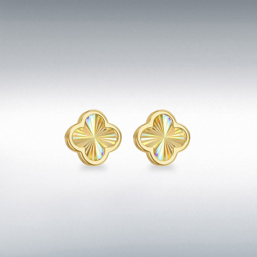 9ct Yellow Gold Rainbow Petal Stud Earrings