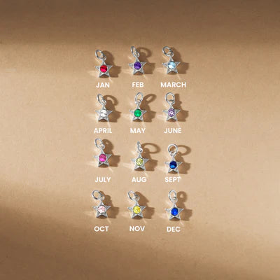 June Mini Star Birthstone Pendant Charm - Silver