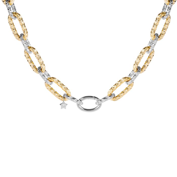 Diva necklace with reflective two-tone links