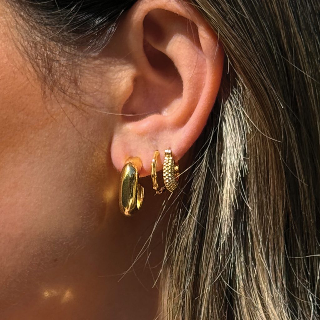 Baku Square Dome Hoop Earrings