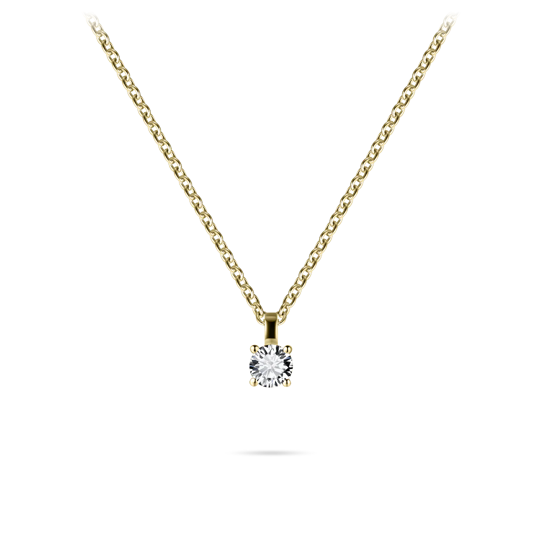 Gold Brilliant Round Cz Necklace