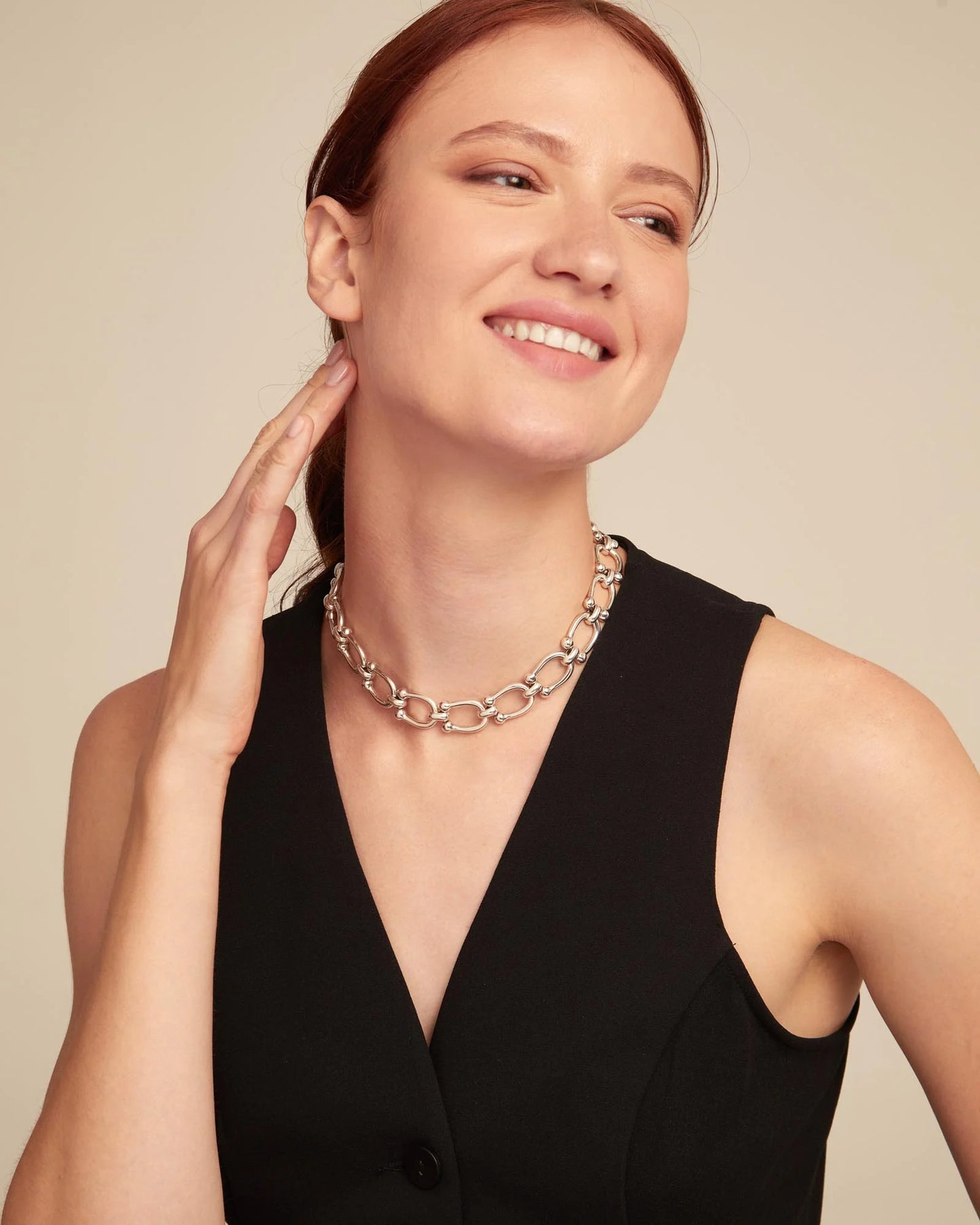 Silver U Link Collarette Necklace