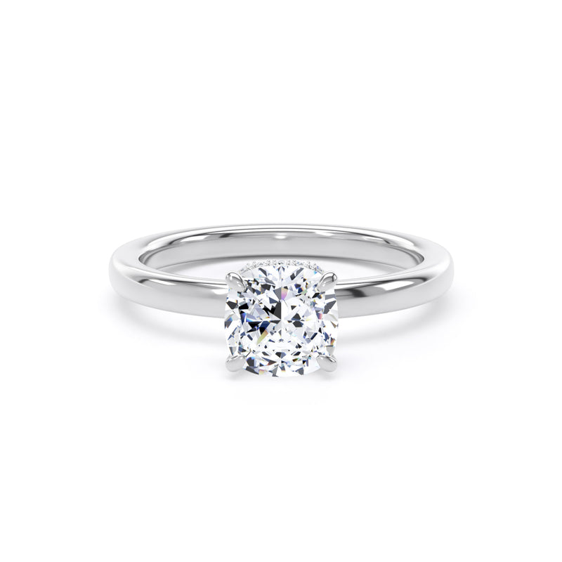 Cushion Cut Under Halo Diamond Ring
