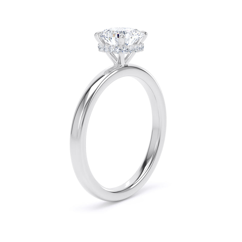 Cushion Cut Under Halo Diamond Ring