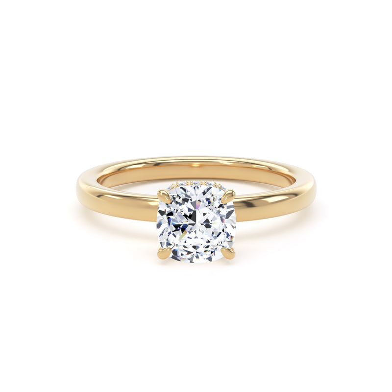 Cushion Cut Under Halo Diamond Ring