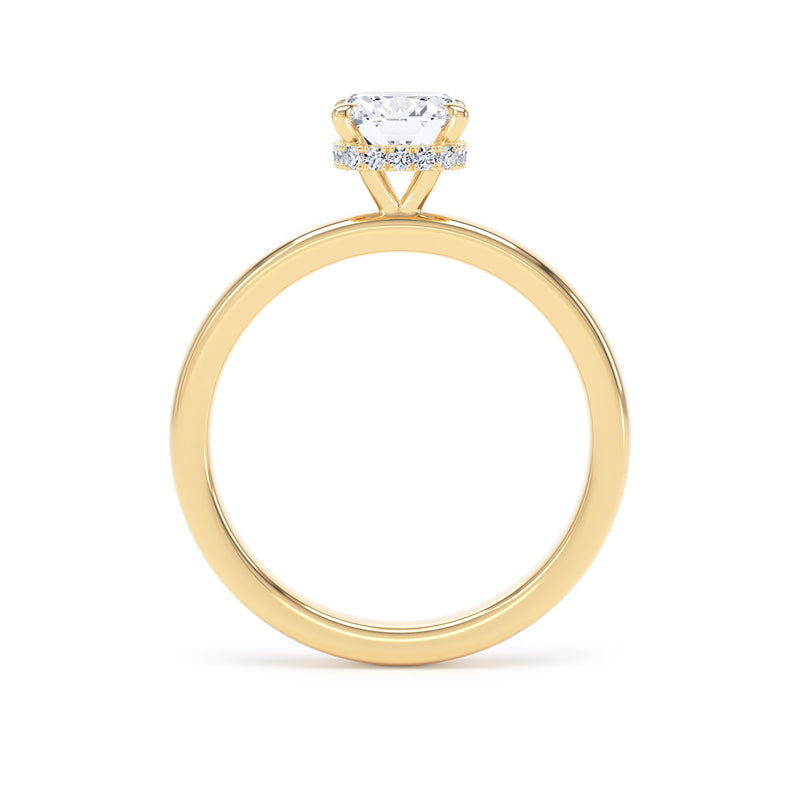 Cushion Cut Under Halo Diamond Ring
