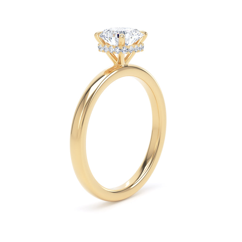 Cushion Cut Under Halo Diamond Ring