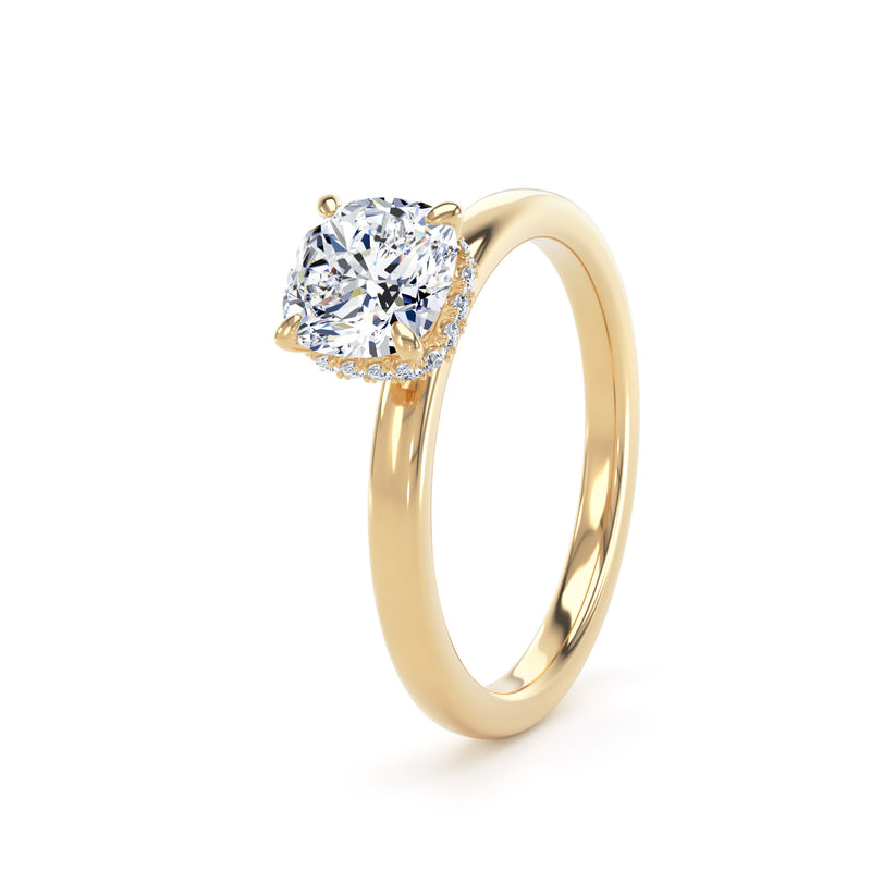 Cushion Cut Under Halo Diamond Ring