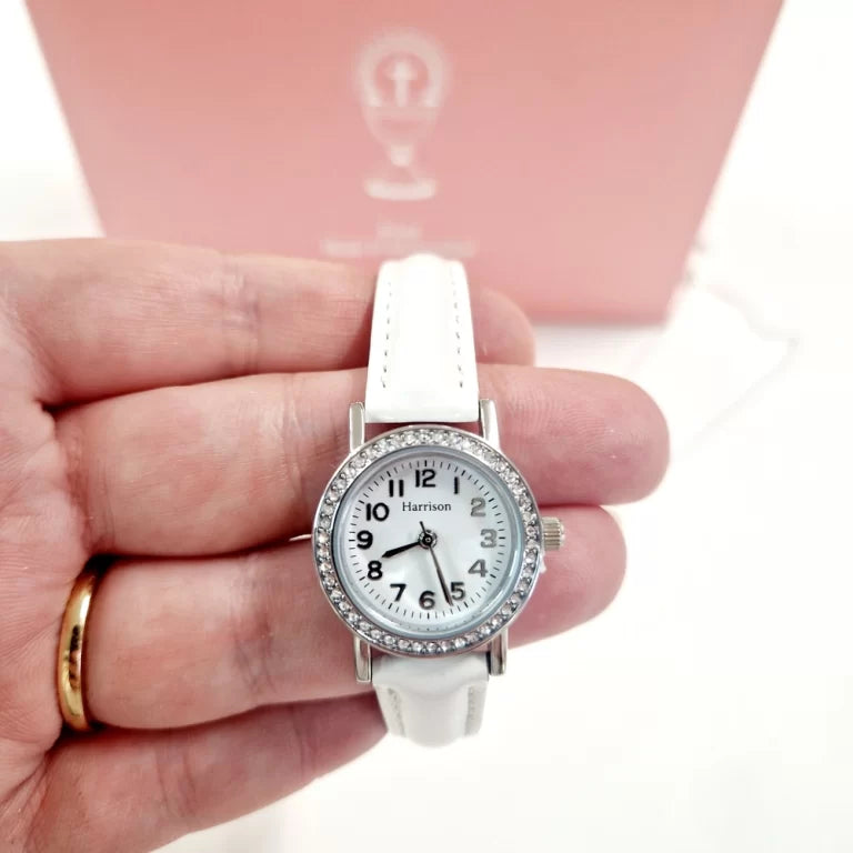 Girls Stone Set Dial Communion Watch Gift Set