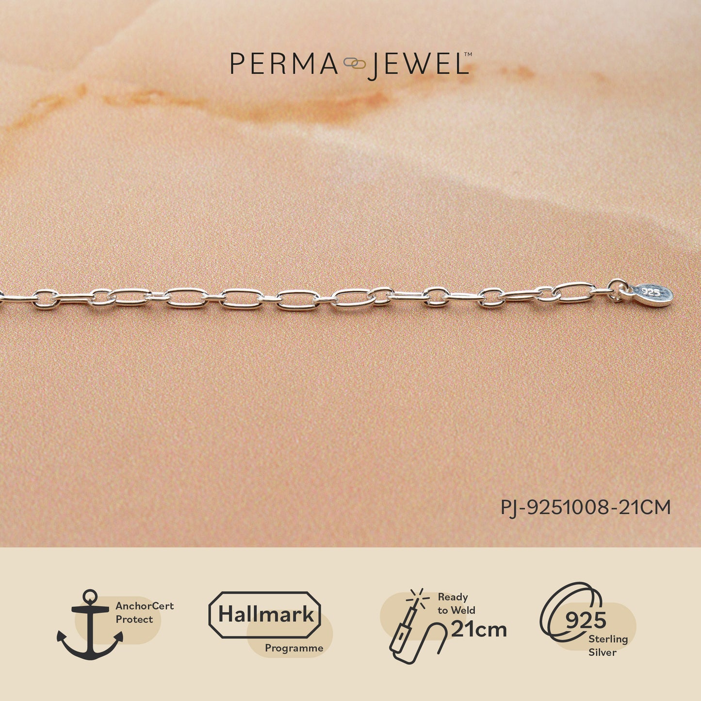 Oval Long and Short links Sterling Silver Bracelet
