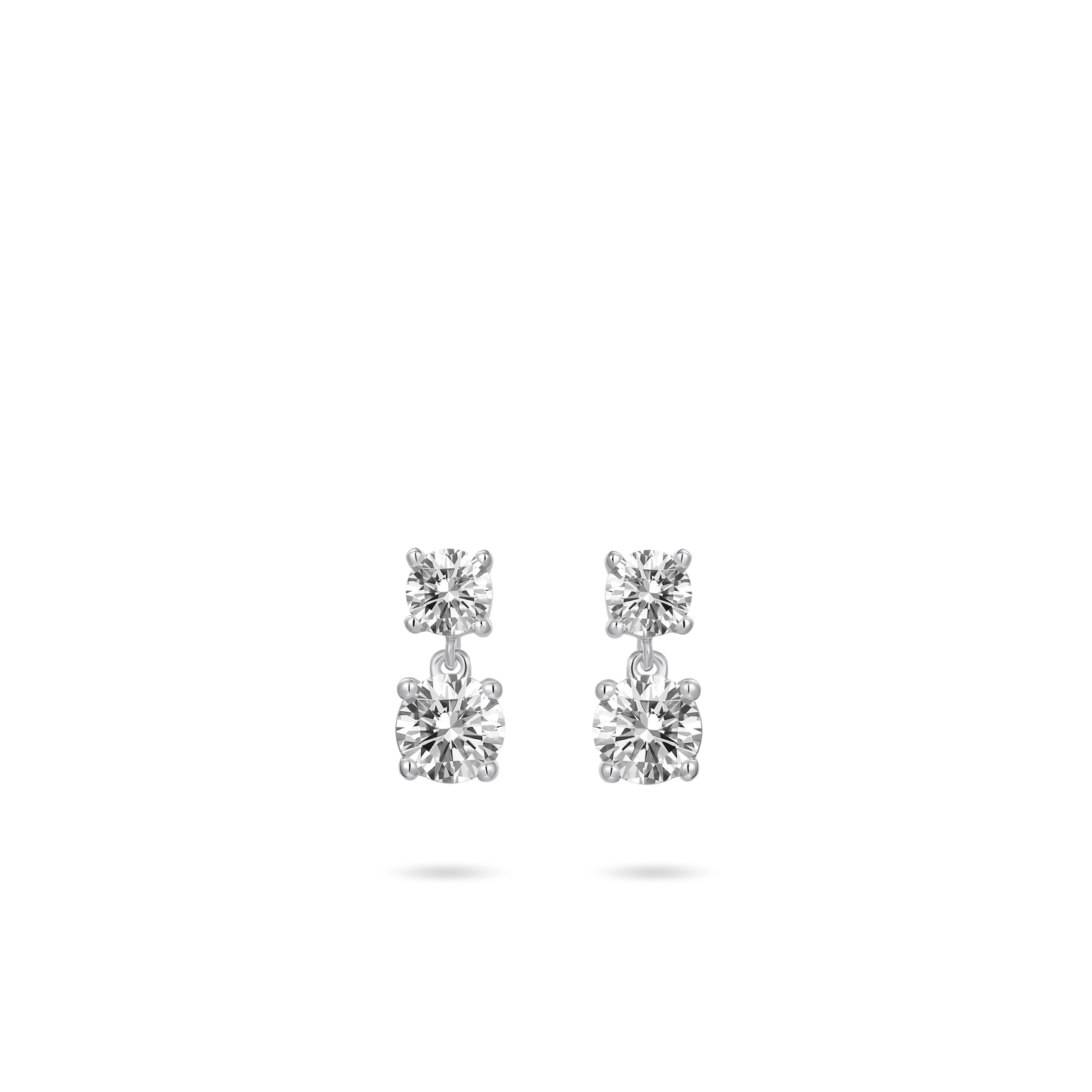 Silver Double Brilliant Stud Earrings