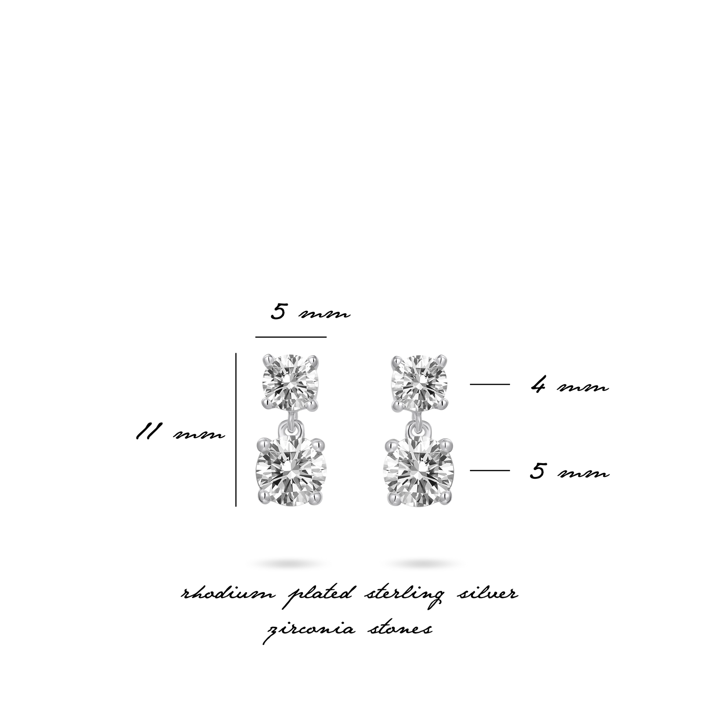 Silver Double Brilliant Stud Earrings