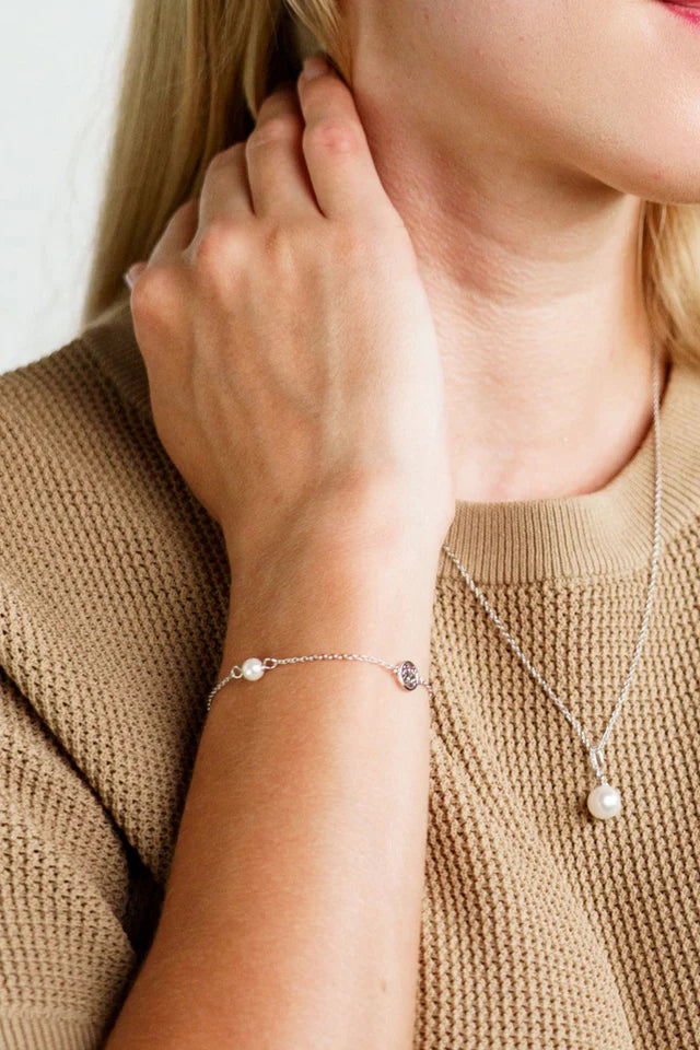 ADAGIO TOUCH OF SPARKLE PEARL BRACELET SILVER