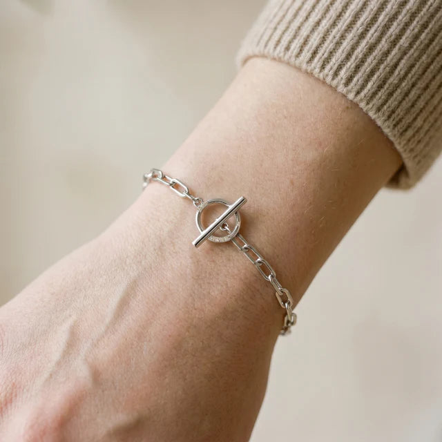 GEORGINI ALCHEMY PAPERCLIP FOB BRACELET SILVER
