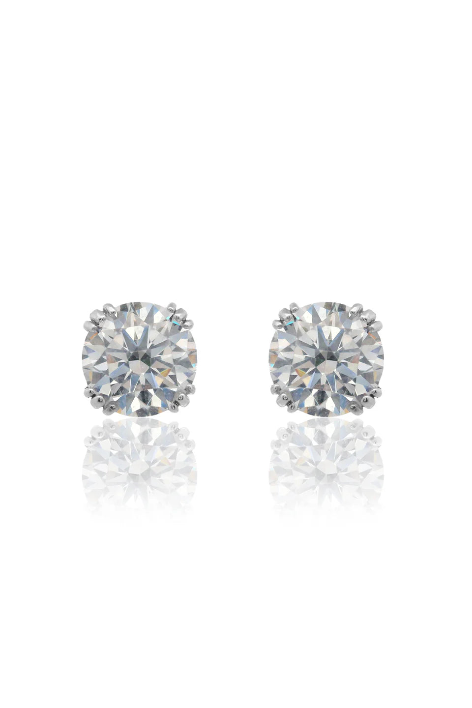 GEORGINI ELEGANT ESSENTIALS 6.5MM ROUND HIDDEN HALO STUD SILVER