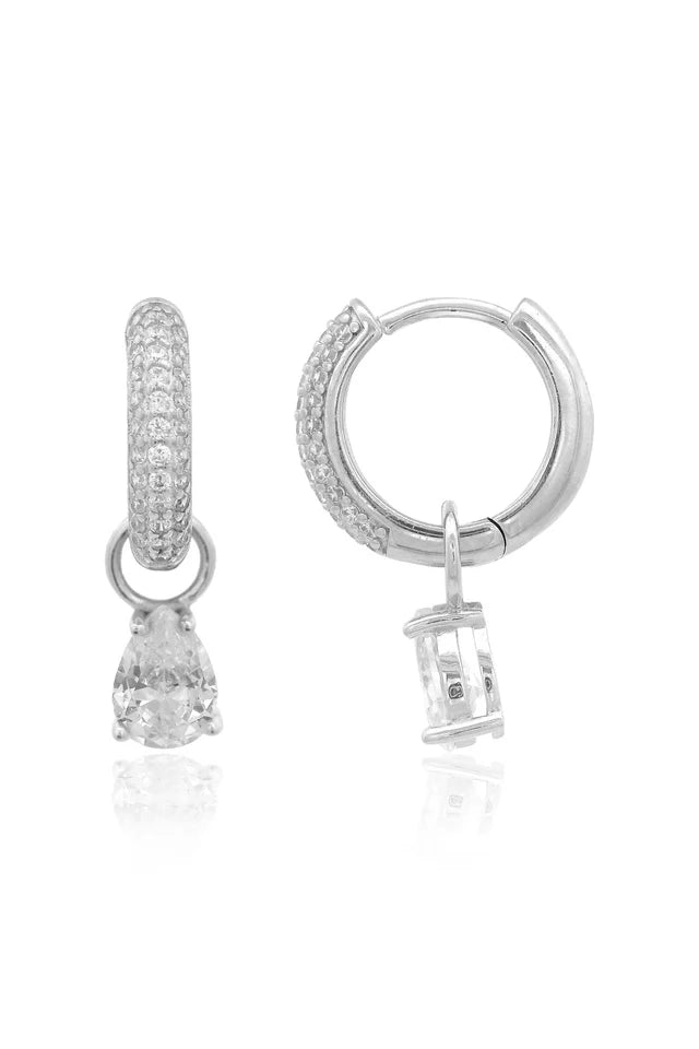 GEORGINI WISTERIA DUO PEAR EARRINGS SILVER