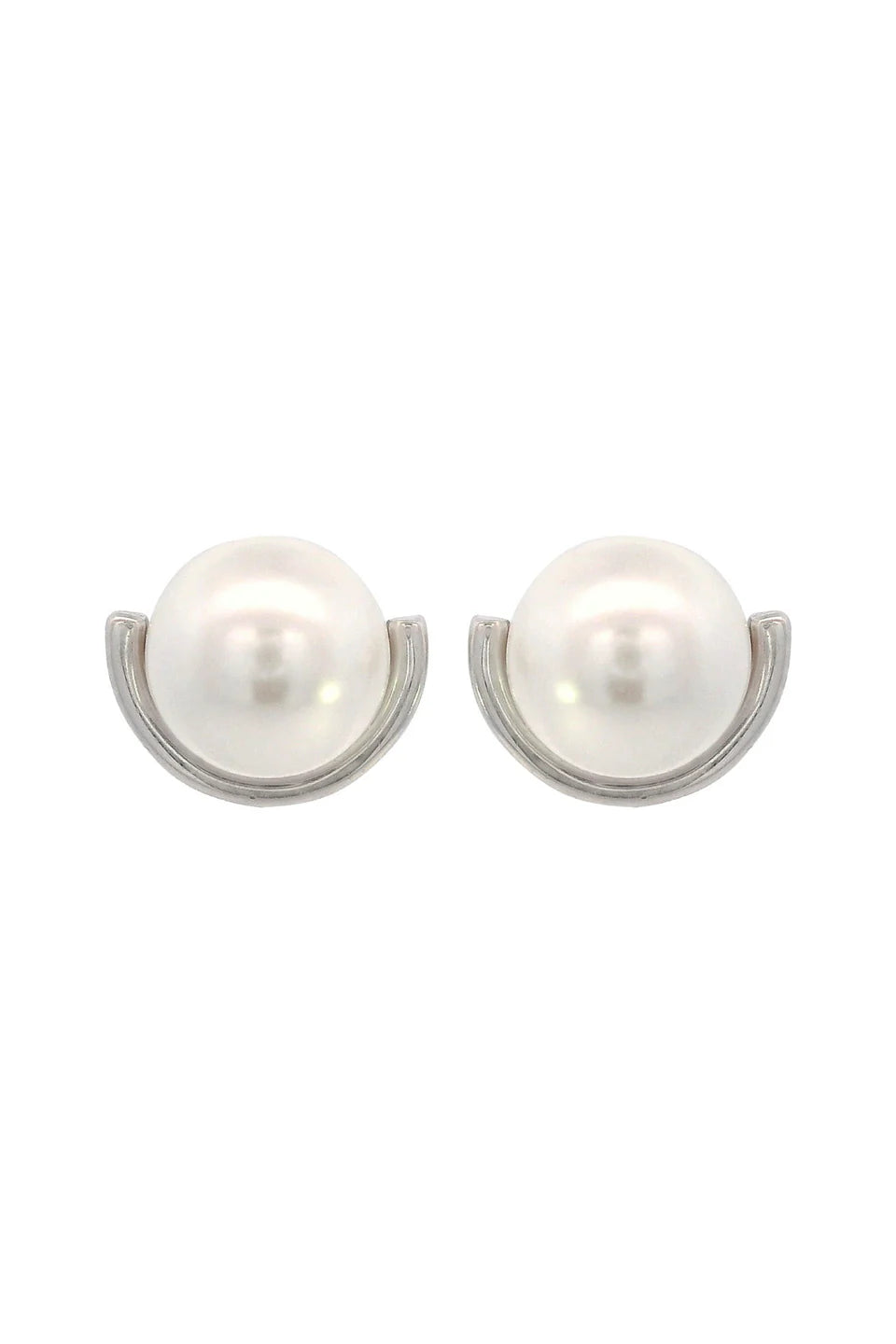 ADAGIO CRESCENT NINE-2-FIVE PEARL CRESCENT EARRINGS SILVER