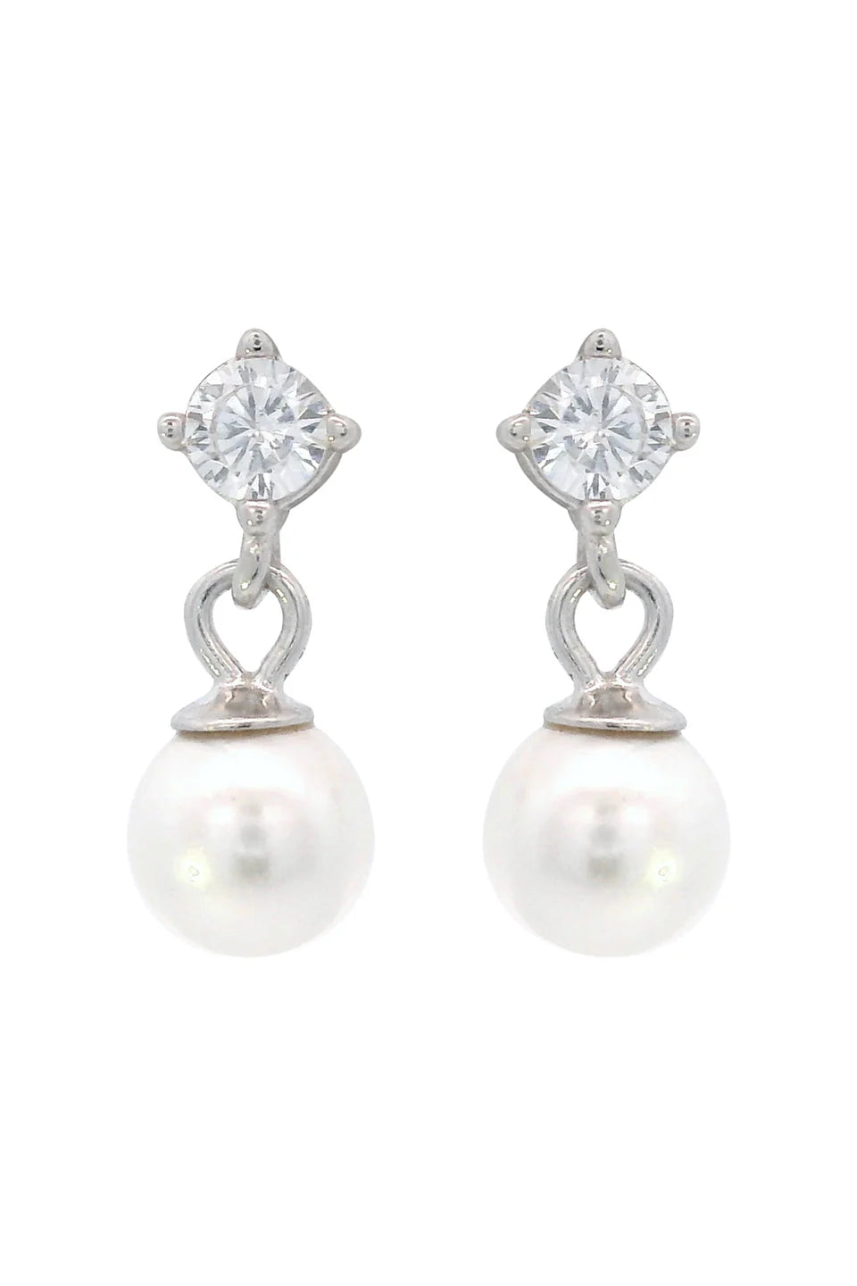 ADAGIO TOUCH OF SPARKLE DANGLE DROP PEARL EARRINGS SILVER