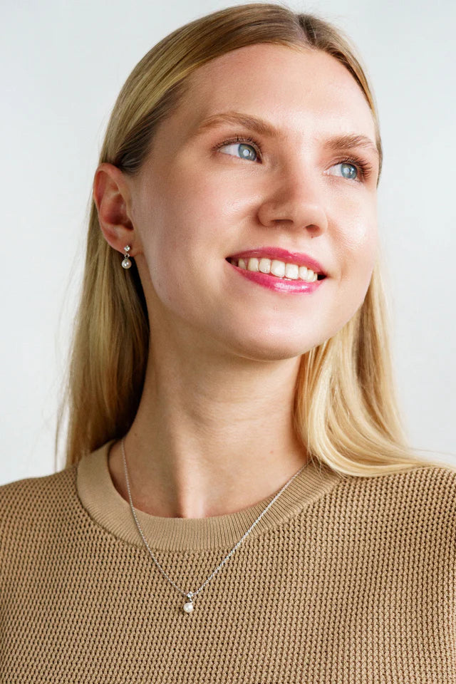 ADAGIO TOUCH OF SPARKLE PEARL NECKLACE SILVER